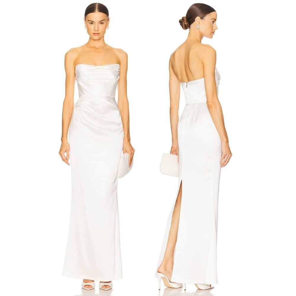 Nookie Emelie Maxi Gown Strapless Satin Formal Gala Party Bridal Wedding Hoco L